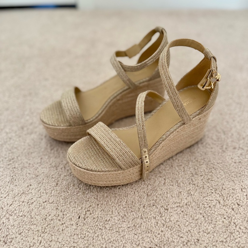 Michael Kors Tan Espadrille Wedges